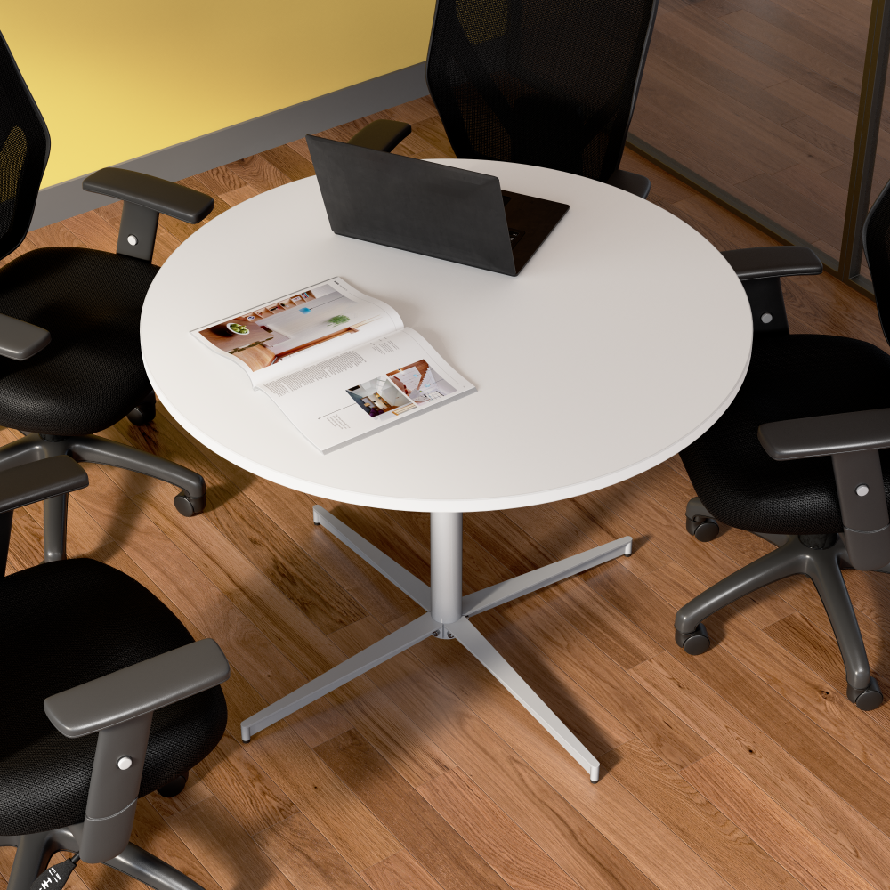 Shop Bush Business Furniture 42-inch Round Conference Table with Metal Base, Image 03, 99XTB42RWH, #color_white/cool gray metallic