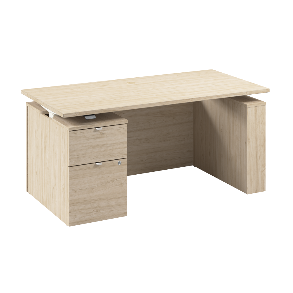 Shop Bush Business Furniture Stratus 60W x 30D Eletric Height Adjustable Standing Desk with File Cabinet, Image 01, SUT007NE, #color_natural elm