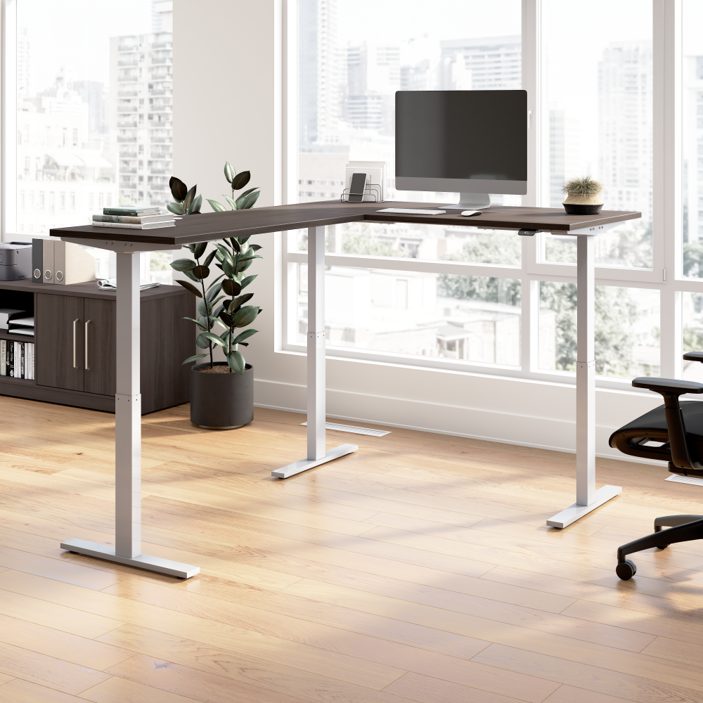Shop Bush Business Furniture Move 60 Series 60W Height Adjustable L Shaped Standing Desk, Image 02, M6SL6078SGSK, #color_storm gray/cool gray metallic