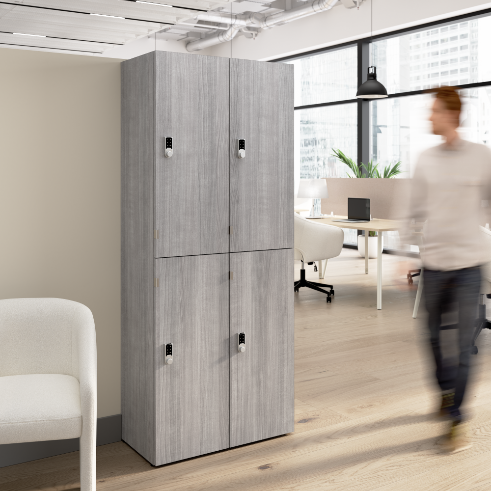 Shop Bush Business Furniture Assure Two Tier 4 Door Storage Lockers with Keypad Locks, Image 02, AUS130PGK, #color_platinum gray