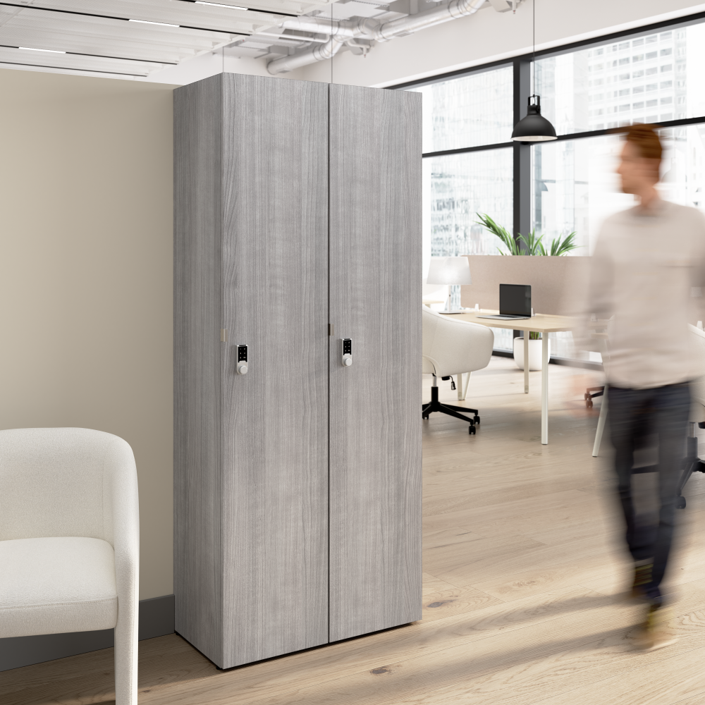 Shop Bush Business Furniture Assure Single Tier 2 Door Storage Locker with Keypad Locks, Image 02, AUS230PGK, #color_platinum gray