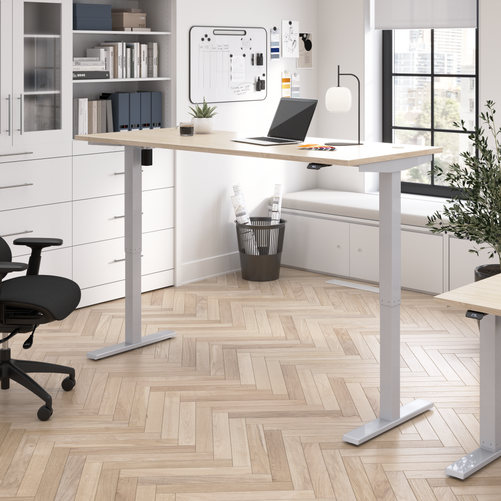 Shop Bush Business Furniture Move 40 Series 72W x 30D Electric Height Adjustable Standing Desk, Image 02, M4S7230NESK, #color_natural elm/cool gray metallic