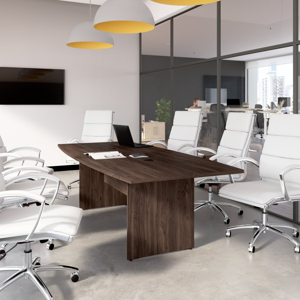 Shop Bush Business Furniture 96-inch Office Conference Table with Wood Base, Image 02, 99TB9642BWK, #color_black walnut