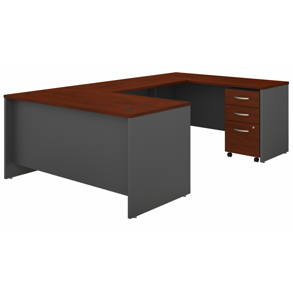 Shop Bush Business Furniture Series C 60W U Shaped Desk with 3 Drawer Mobile File Cabinet, Image 01, SRC148HCSU, #color_hansen cherry/graphite gray