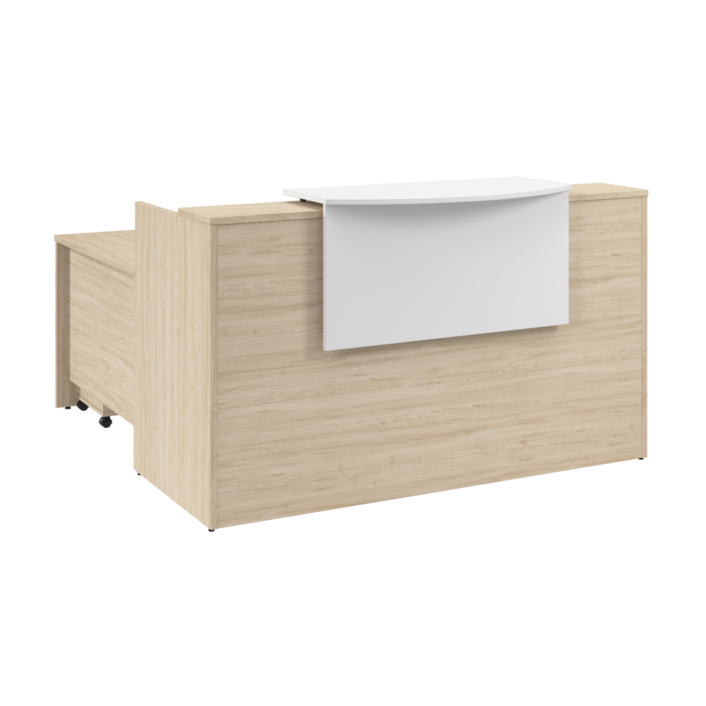 Shop Bush Business Furniture Arrive 72W x 72D L Shaped Reception Desk with Counter and Mobile File Cabinet, Image 03, ARV010NE, #color_natural elm