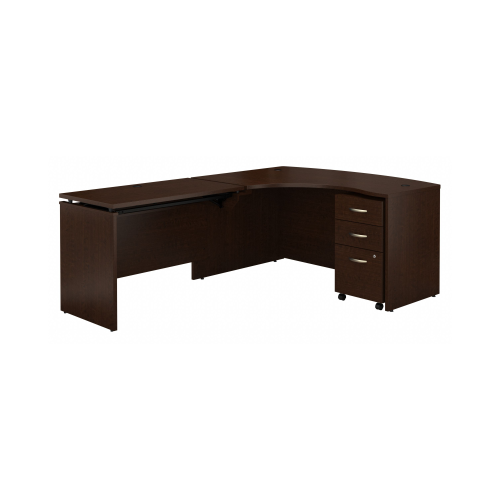 Shop Bush Business Furniture Series C 60W x 43D Left Hand 3 Position Sit to Stand L Shaped Desk with Mobile File Cabinet, Image 03, SRC127MRSU, #color_mocha cherry