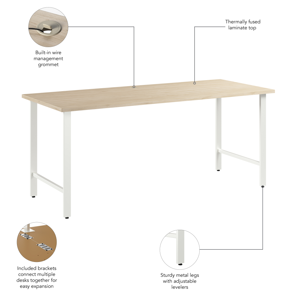 Shop Bush Business Furniture Hustle 72W x 30D Computer Desk with Metal Legs, Image 09, HUD272NE, #color_natural elm