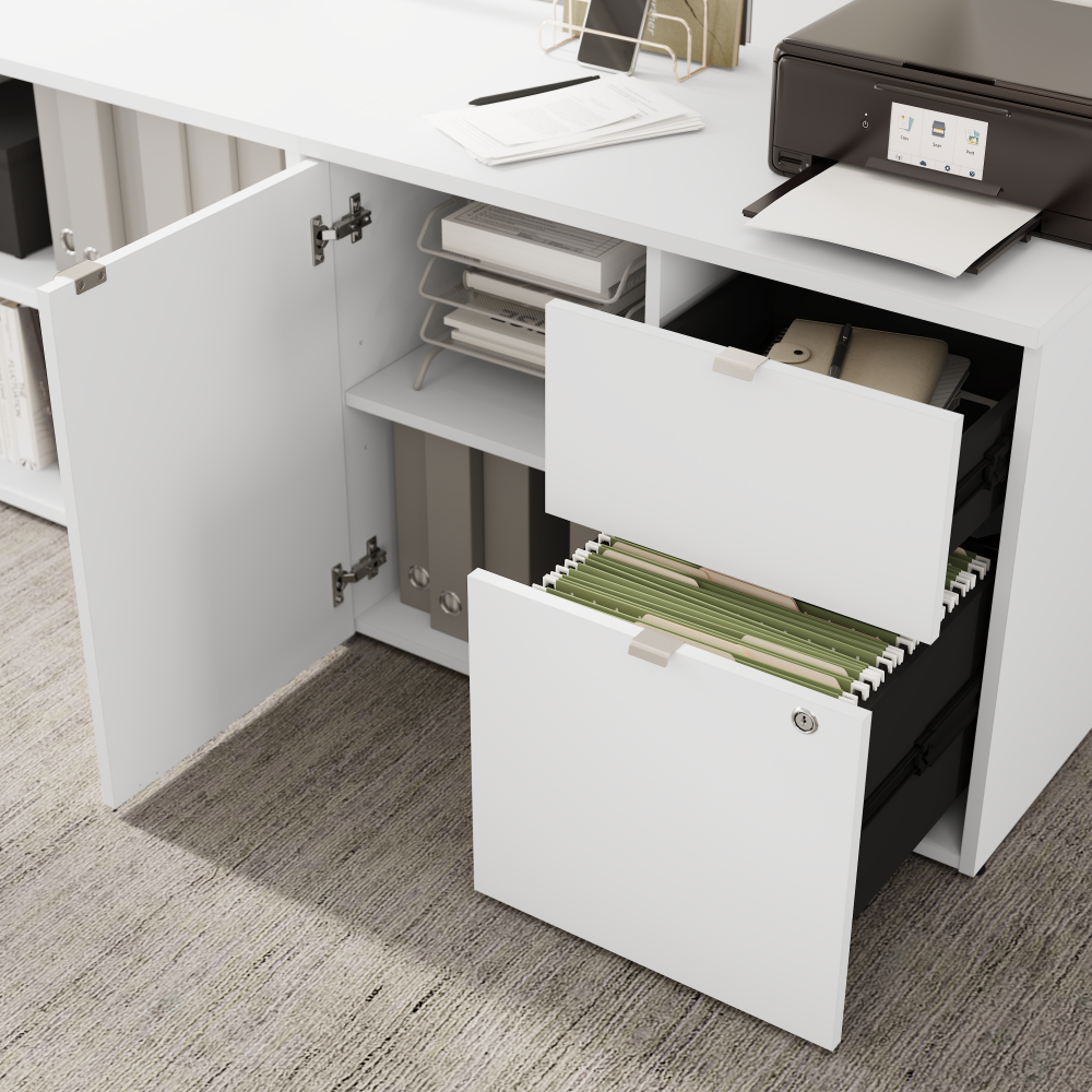 Shop Bush Business Furniture Stratus 60W x 30D Electric Height Adjustable Standing Desk with Storage, Image 06, SUT019WH, #color_white