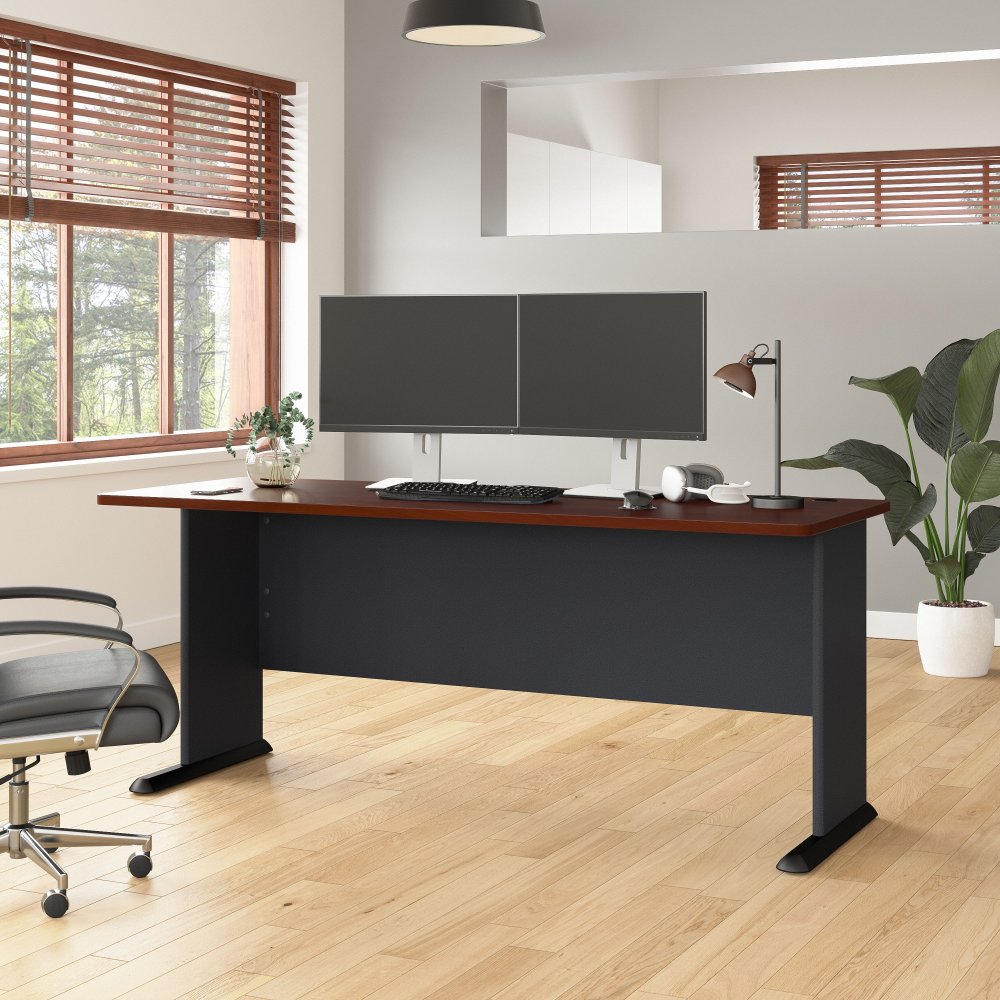 Shop Bush Business Furniture Series A 72W Desk, Image 02, WC94472, #color_hansen cherry/galaxy