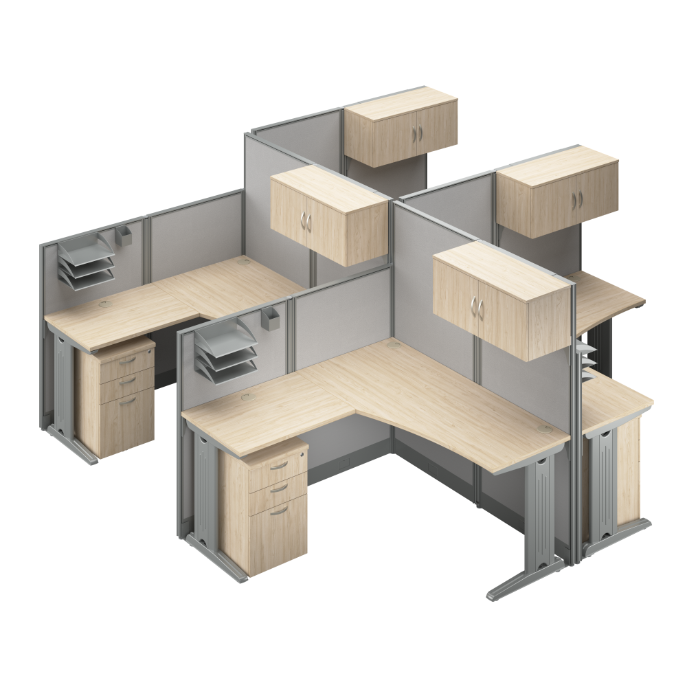 Bush Business Furniture Office in an Hour 4 Person L Shaped Cubicle ...