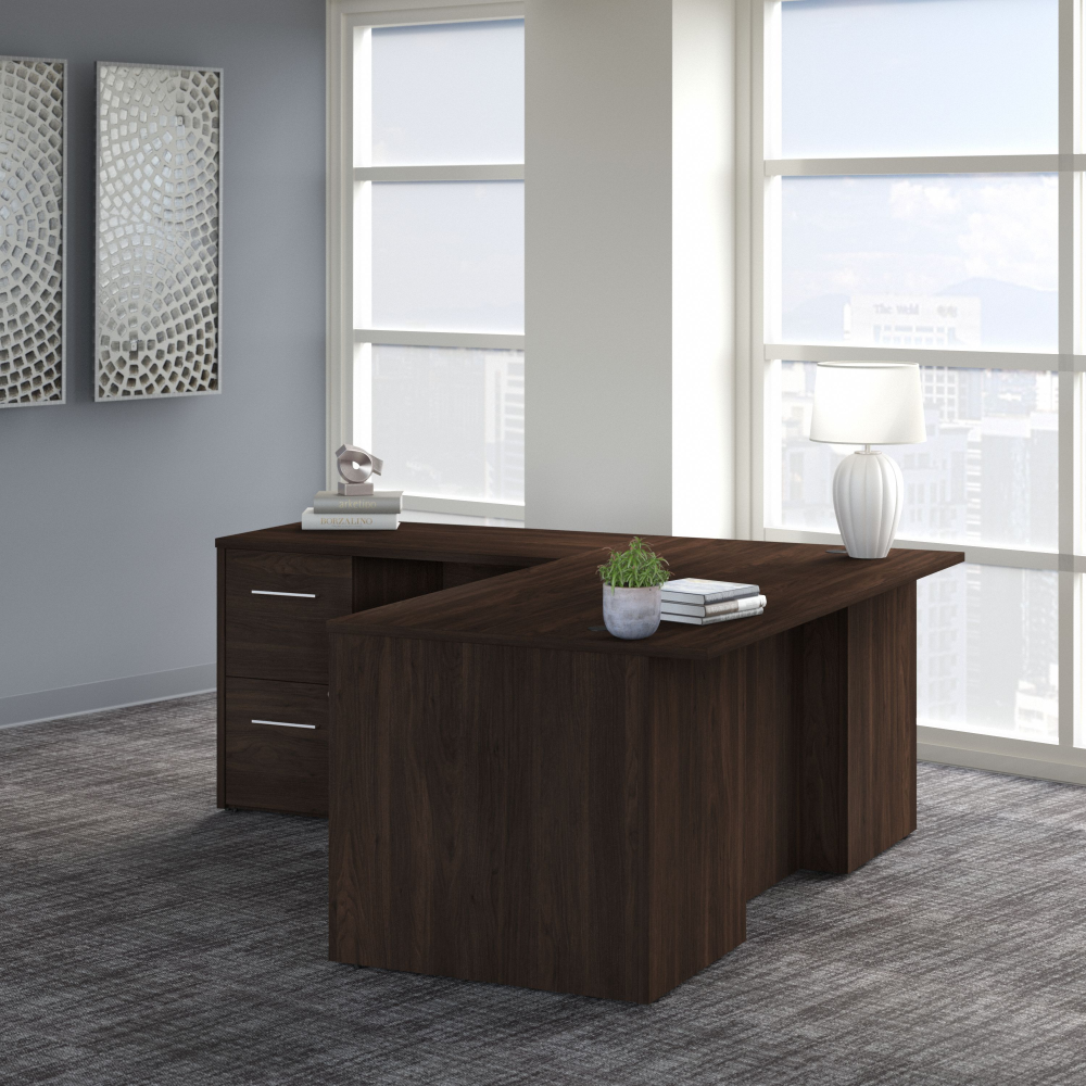Shop Bush Business Furniture Office 500 72W L Shaped Executive Desk with Drawers, Image 02, OF5004BWSU, #color_black walnut