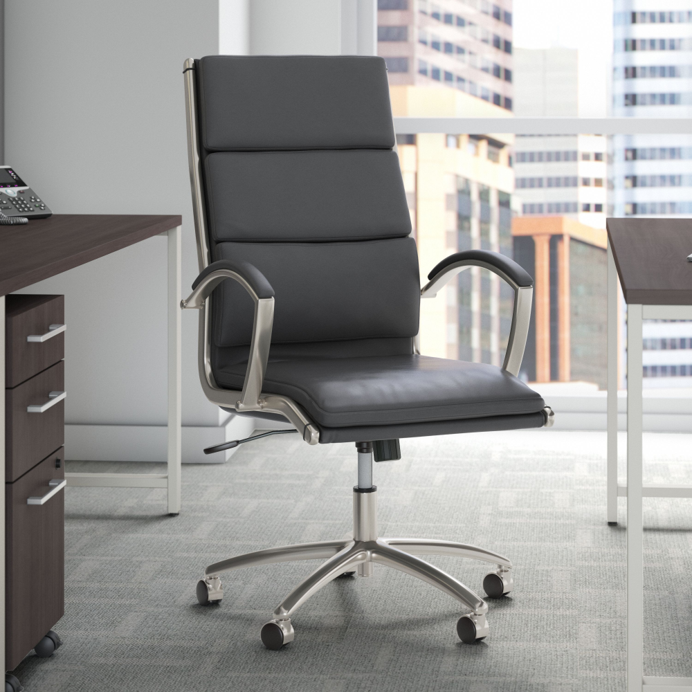 Shop Bush Business Furniture Modelo High Back Leather Executive Office Chair, Image 02, CH1701DGL-03, #color_dark gray leather
