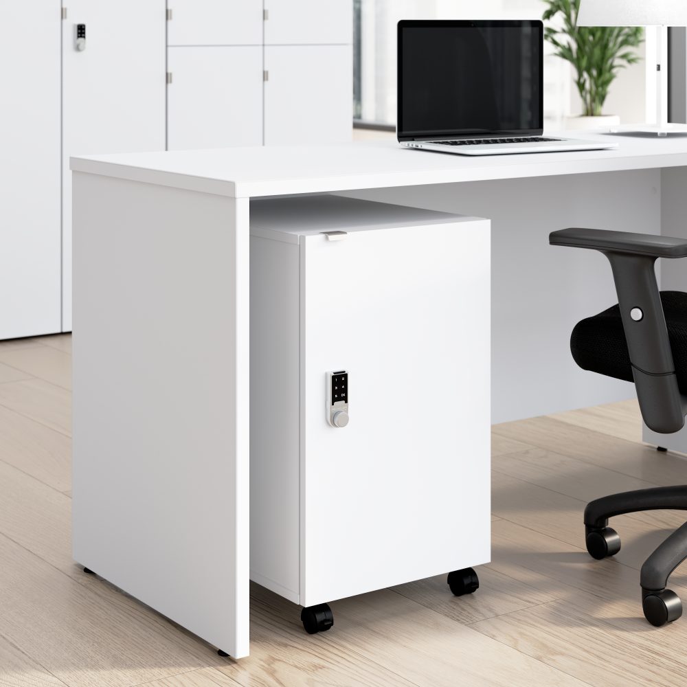 Shop Bush Business Furniture Assure Mobile File Cabinet with Drawer, Door, and Keypad Lock, Image 02, AUS116WHSU, #color_white