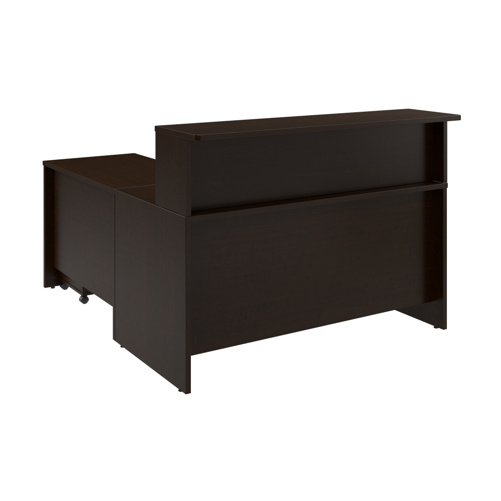 Shop Bush Business Furniture Arrive 60W x 72D L Shaped Reception Desk with Shelf and Mobile File Cabinet, Image 03, ARV004MR, #color_mocha cherry