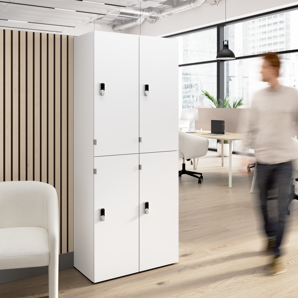 Shop Bush Business Furniture Assure Two Tier 4 Door Storage Lockers with Keypad Locks, Image 02, AUS130WHK, #color_white