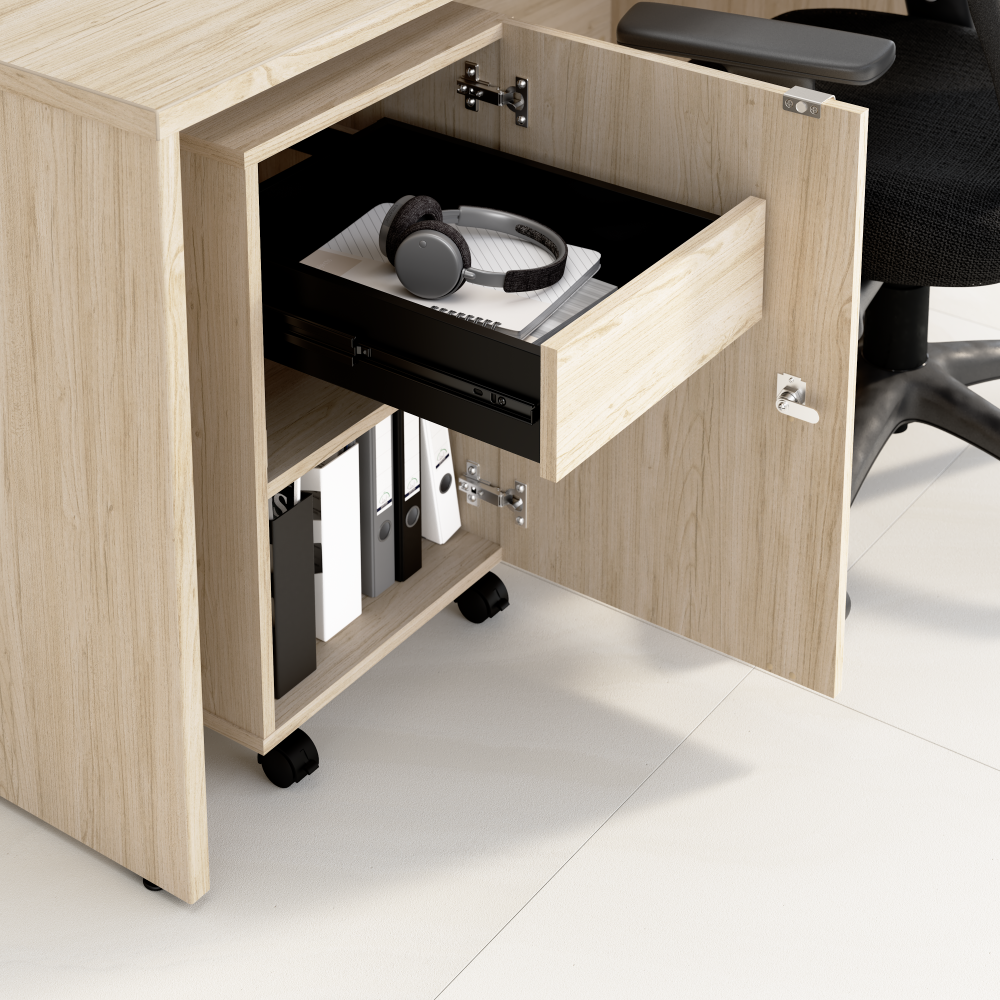 Shop Bush Business Furniture Assure Mobile File Cabinet with Drawer, Door, and Keypad Lock, Image 05, AUS116NESU, #color_natural elm