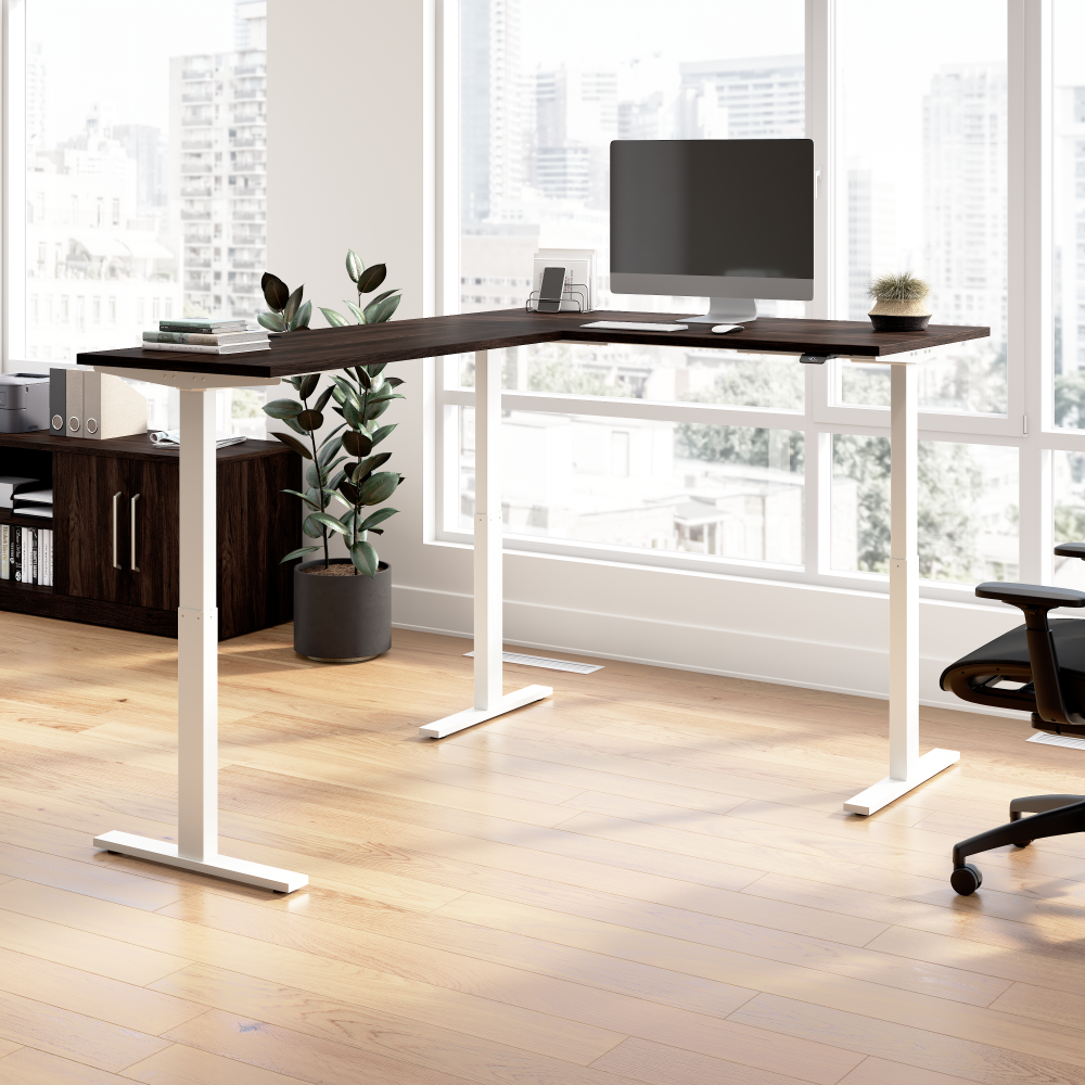 Shop Bush Business Furniture Move 60 Series 60W Height Adjustable L Shaped Standing Desk, Image 02, M6SL6078BWWK, #color_black walnut/white powder coat