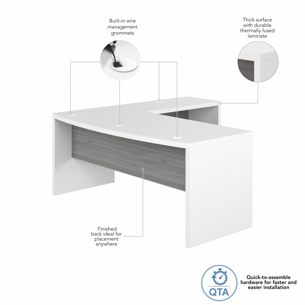 Shop Bush Business Furniture Echo 72W Bow Front L Shaped Desk, Image 06, ECH053WHMG, #color_pure white/modern gray