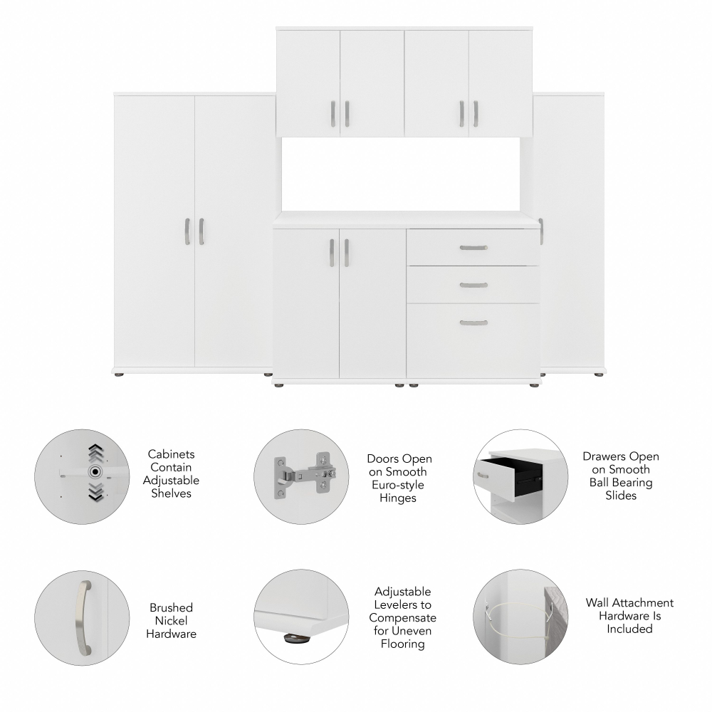 Shop Bush Business Furniture Universal 108W 6 Piece Modular Storage Set with Floor and Wall Cabinets, Image 06, UNS002WH, #color_white