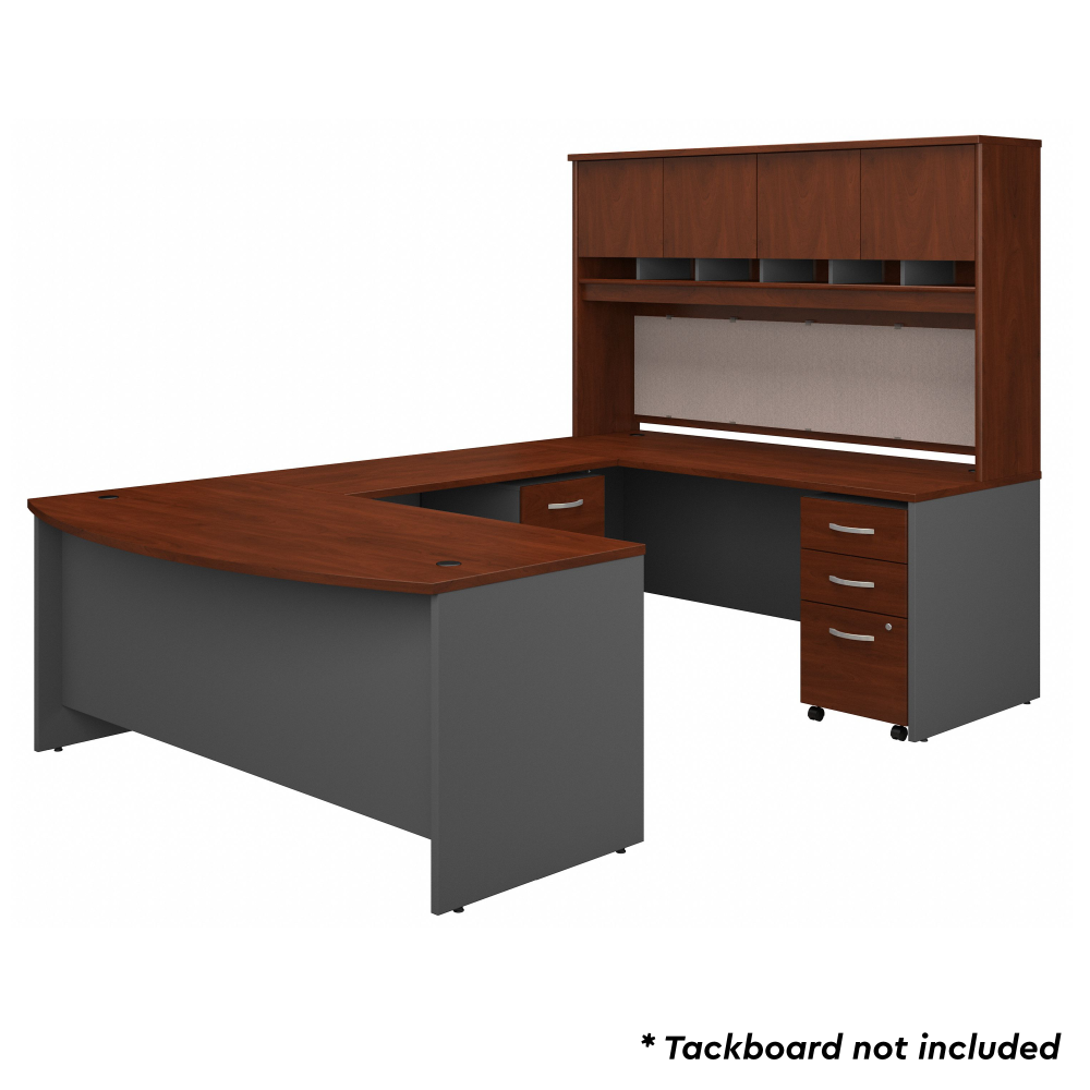 Shop Bush Business Furniture 72W Bow Front U Shaped Desk with Hutch and Storage, Image 03, SRC095HCSU, #color_hansen cherry/graphite gray