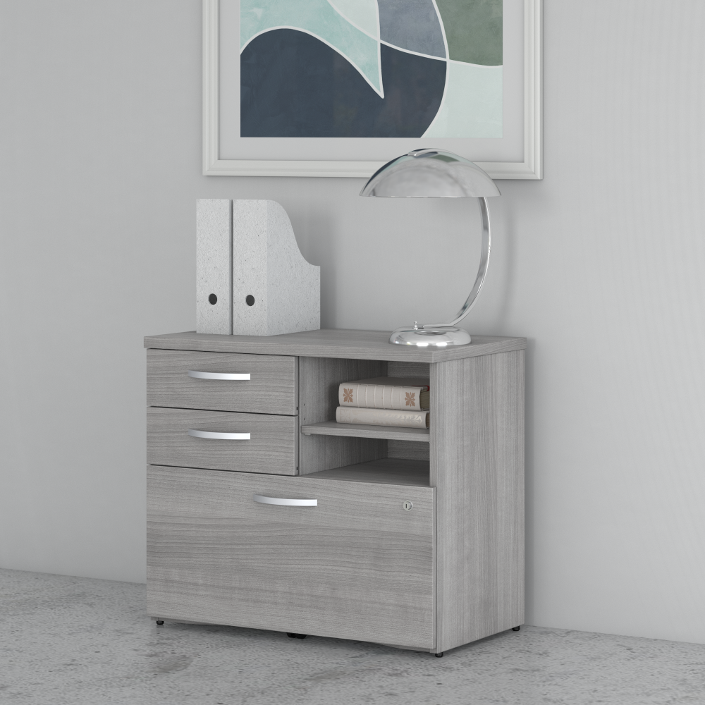 Shop Bush Business Furniture Studio C Office Storage Cabinet with Drawers and Shelves, Image 02, SCF130PGSU, #color_platinum gray