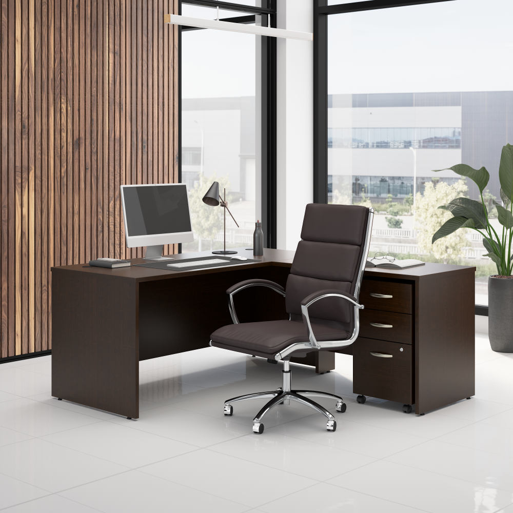 Shop Bush Business Furniture Series C 66W L Shaped Desk with 42W Return and Mobile File Cabinet, Image 02, SRC165MRSU, #color_mocha cherry
