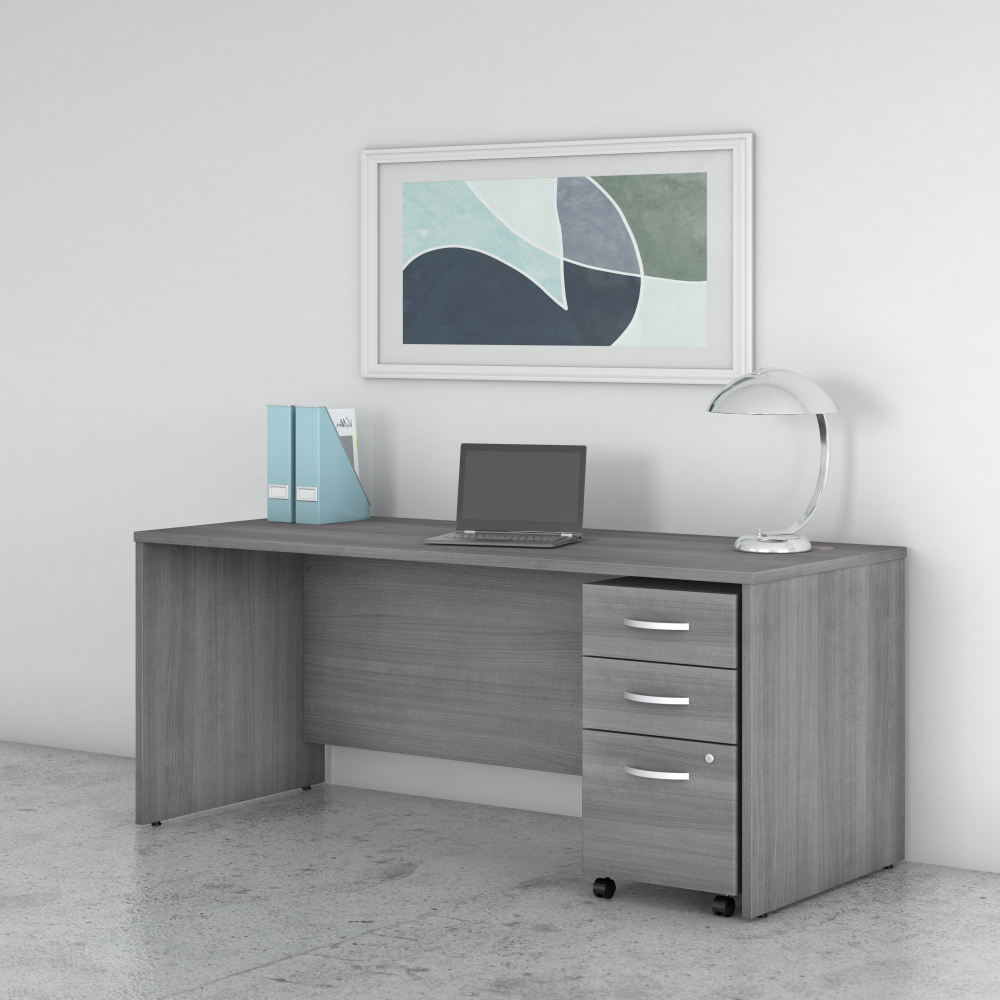 Shop Bush Business Furniture Studio C 72W x 30D Office Desk with Mobile File Cabinet, Image 02, STC013PGSU, #color_platinum gray