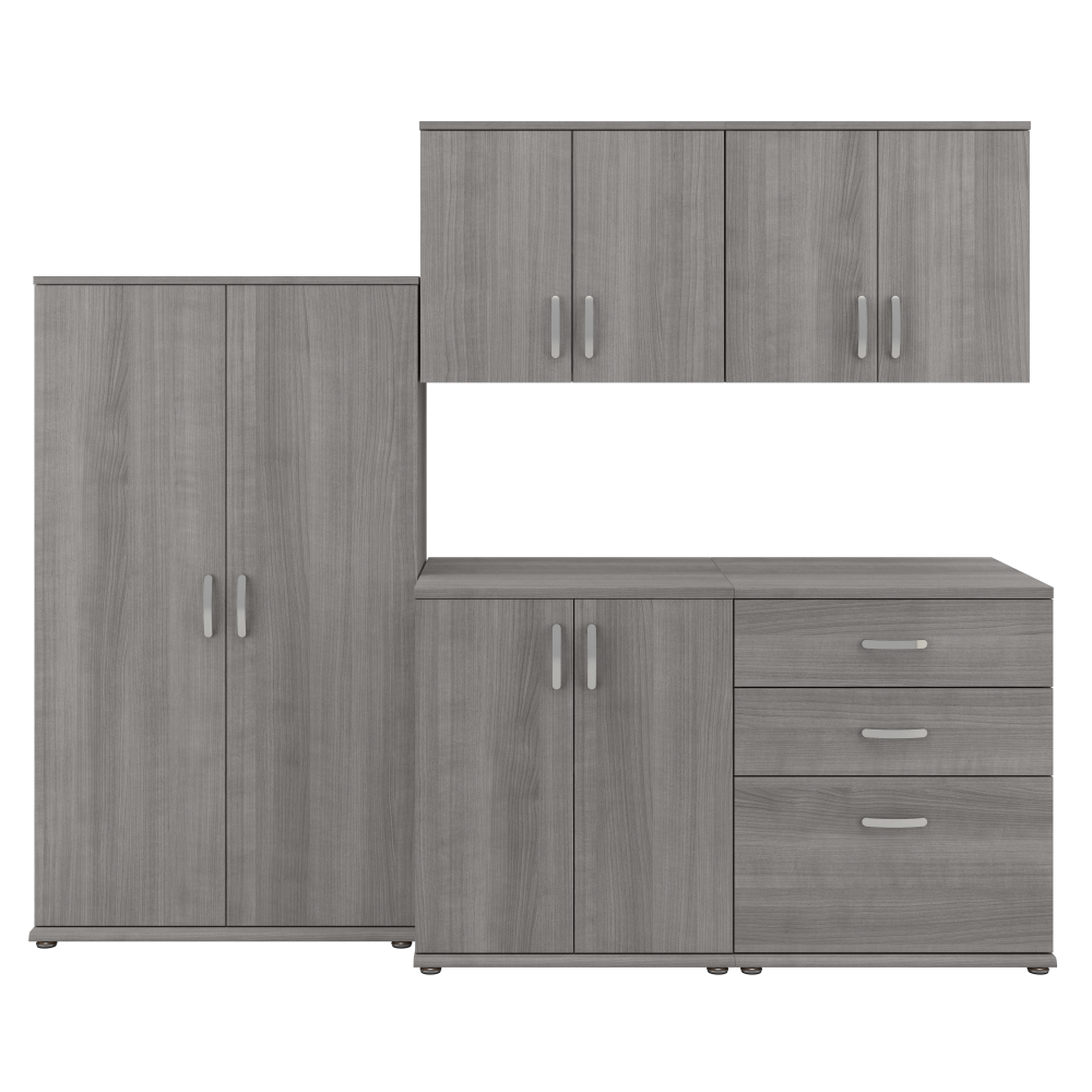 Shop Bush Business Furniture Universal 92W 5 Piece Modular Storage Set with Floor and Wall Cabinets, Image 01, UNS003PG, #color_platinum gray