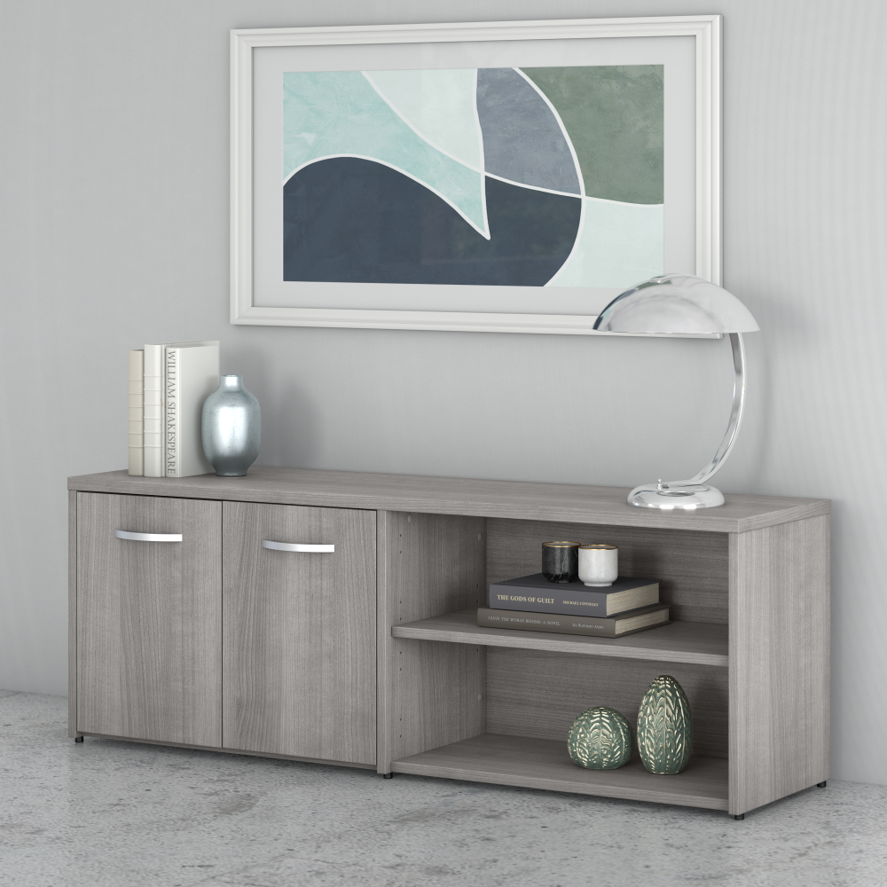Shop Bush Business Furniture Studio C Low Storage Cabinet with Doors and Shelves, Image 02, SCS160PG, #color_platinum gray