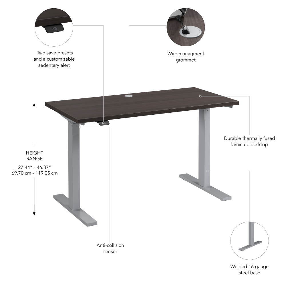 Shop Bush Business Furniture Move 60 Series 48W x 24D Electric Height Adjustable Standing Desk, Image 06, M6S4824SGSK, #color_storm gray/cool gray metallic