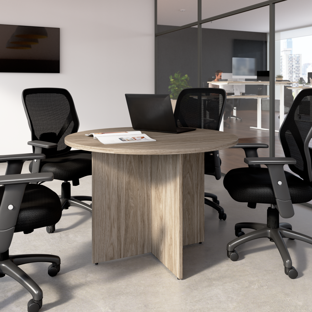 Shop Bush Business Furniture 42-inch Round Conference Table with Wood Base, Image 02, 99TB42RMH, #color_modern hickory