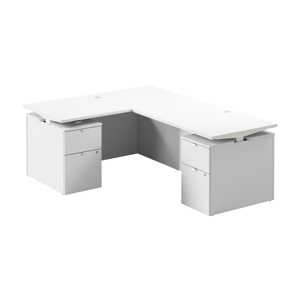 Shop Bush Business Furniture Stratus 60W x 78D Height Adjustable L Shaped Standing Desk with Drawers, Image 01, SUT017WH, #color_white