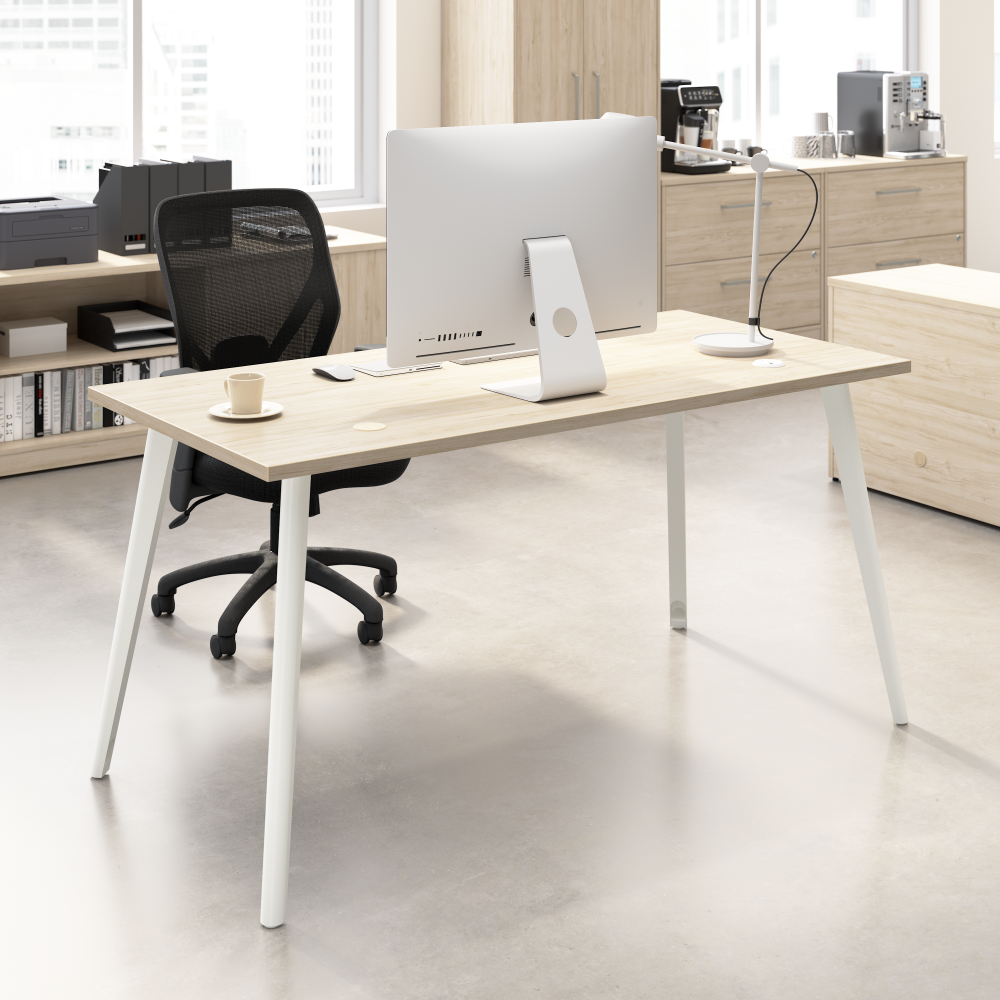 Shop Bush Business Furniture Vista 60W x 30D Computer Desk with Splayed Metal Legs, Image 02, VSD160NE, #color_natural elm