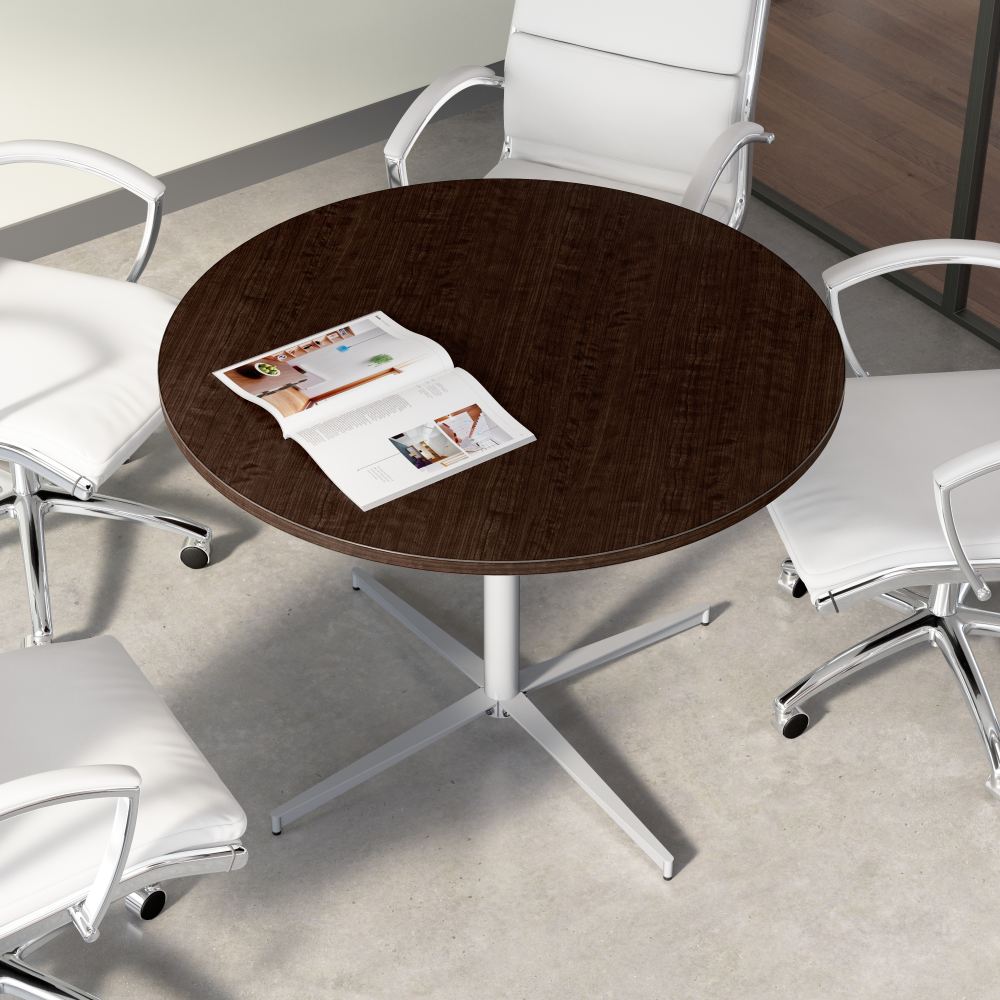 Shop Bush Business Furniture 42-inch Round Conference Table with Metal Base, Image 03, 99XTB42RMR, #color_mocha cherry/cool gray metallic