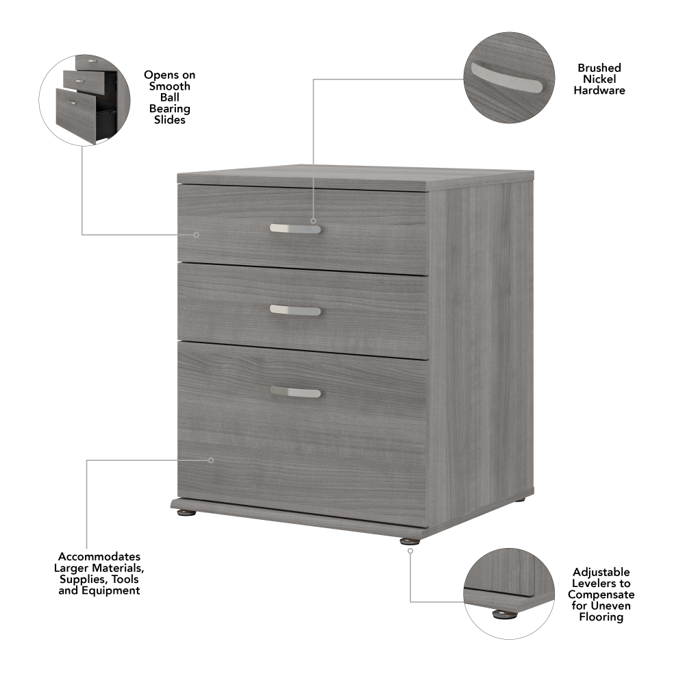 Shop Bush Business Furniture Universal Floor Storage Cabinet with Drawers, Image 07, UNS328PG, #color_platinum gray