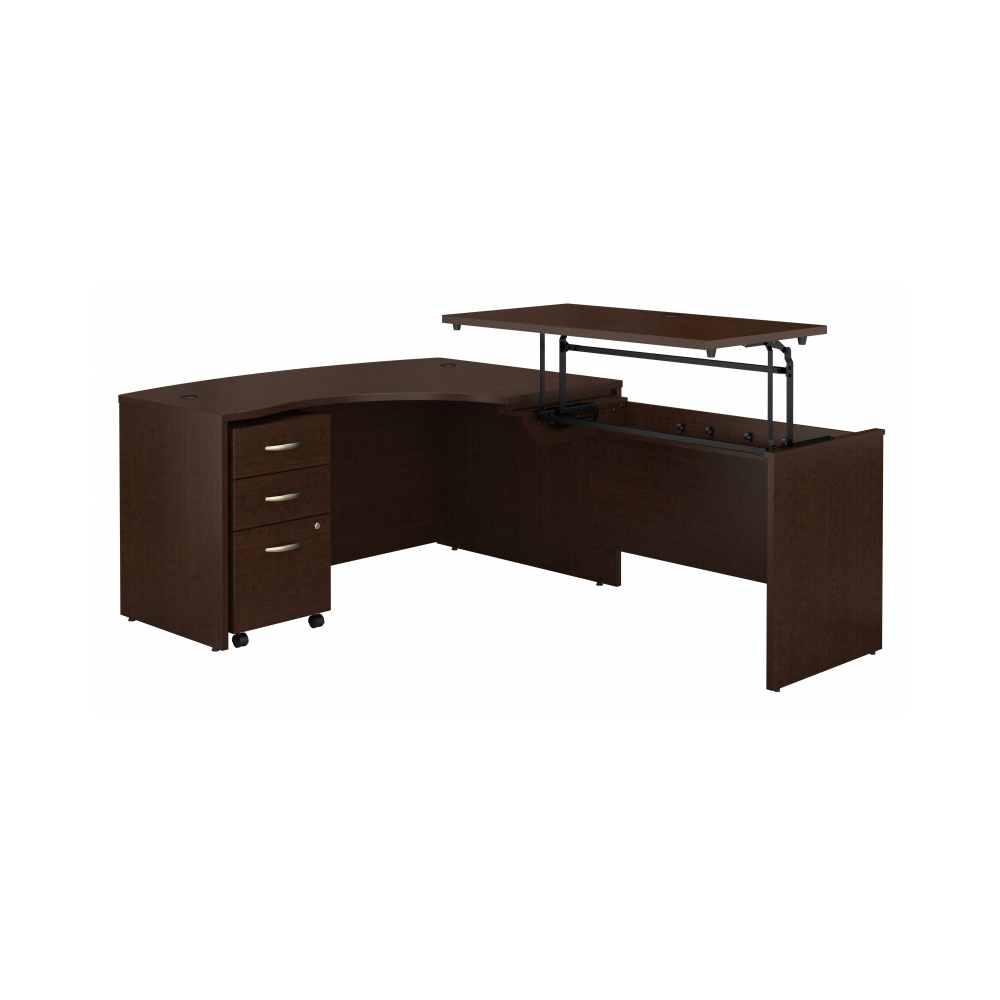 Shop Bush Business Furniture Series C 60W x 43D Right Hand 3 Position Sit to Stand L Shaped Desk with Mobile File Cabinet, Image 01, SRC128MRSU, #color_mocha cherry