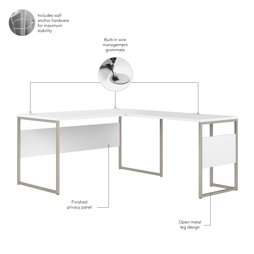 Bush Business Furniture Hybrid 60W x 30D L Shaped Table Desk