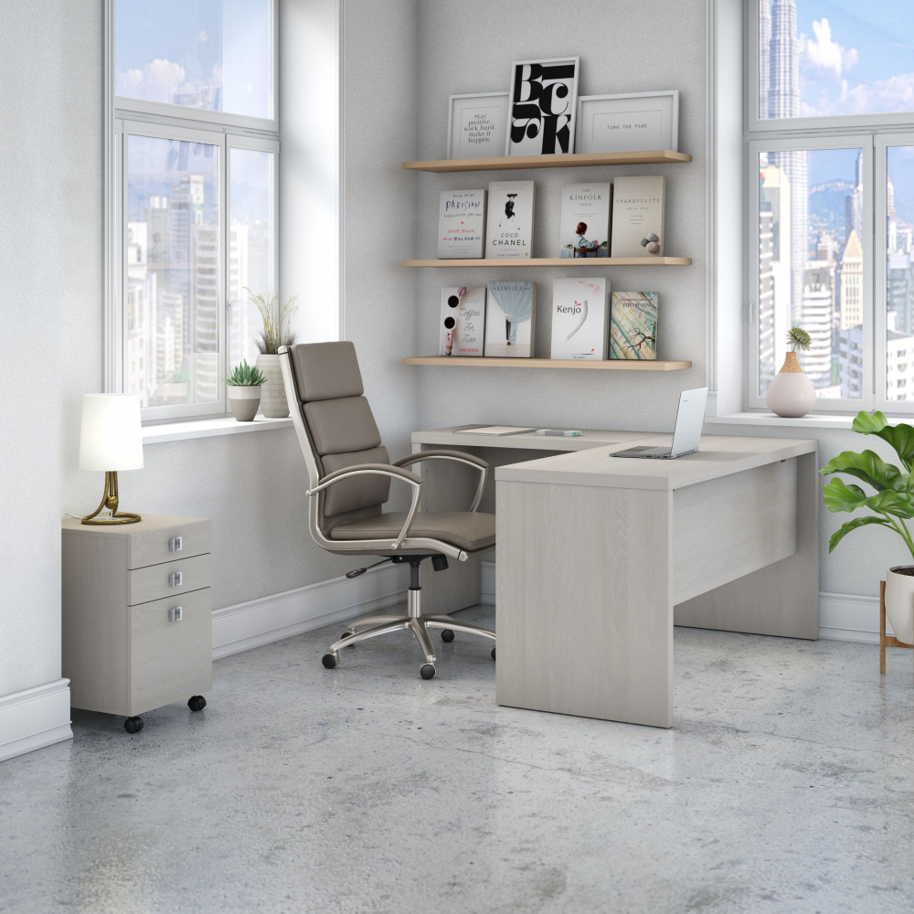 Shop Bush Business Furniture Echo L Shaped Desk with Mobile File Cabinet, Image 02, ECH008GS, #color_gray sand