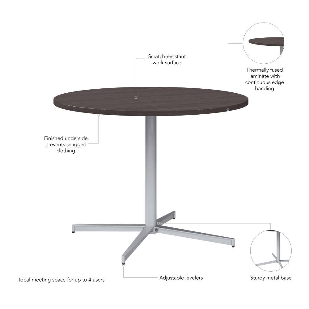 Shop Bush Business Furniture 42-inch Round Conference Table with Metal Base, Image 05, 99XTB42RSG, #color_storm gray/cool gray metallic