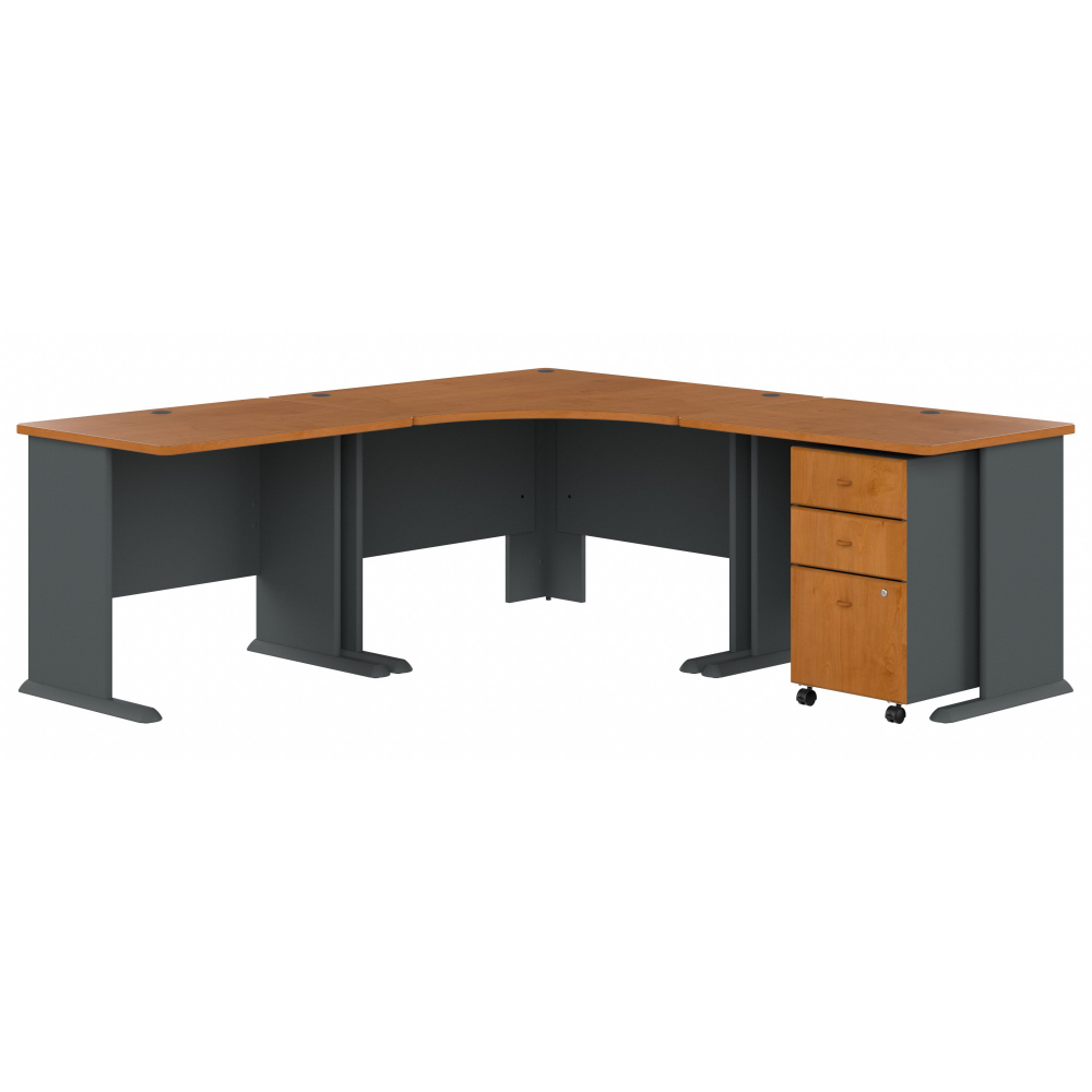 Shop Bush Business Furniture Series A 84W x 84D Corner Desk with Mobile File Cabinet, Image 01, SRA041NCSU, #color_natural cherry/slate