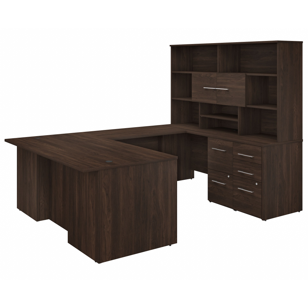 Shop Bush Business Furniture Office 500 72W U Shaped Executive Desk with Drawers and Hutch, Image 01, OF5003BWSU, #color_black walnut