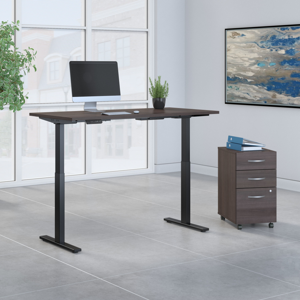 Shop Move 60 Series by Bush Business Furniture 60W x 30D Height Adjustable Standing Desk with Storage, Image 02, M6S005SGSU, #color_storm gray/black powder coat