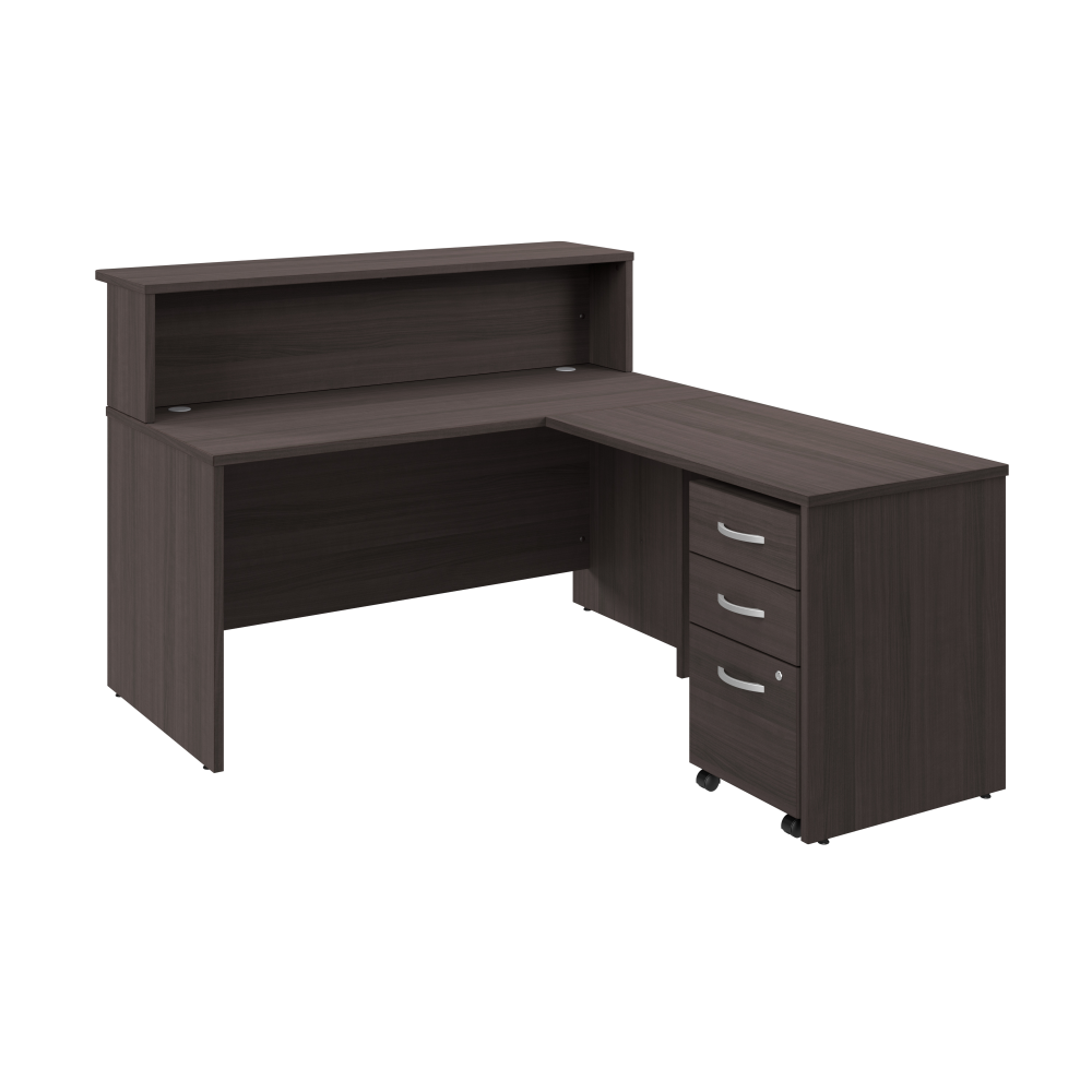 Shop Bush Business Furniture Arrive 60W x 72D L Shaped Reception Desk with Shelf and Mobile File Cabinet, Image 01, ARV004SG, #color_storm gray
