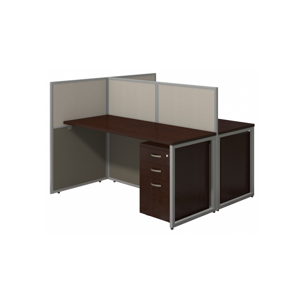 Shop Bush Business Furniture Easy Office 60W 2 Person Cubicle Desk with File Cabinets and 45H Panels, Image 01, EOD460SMR-03K, #color_mocha cherry