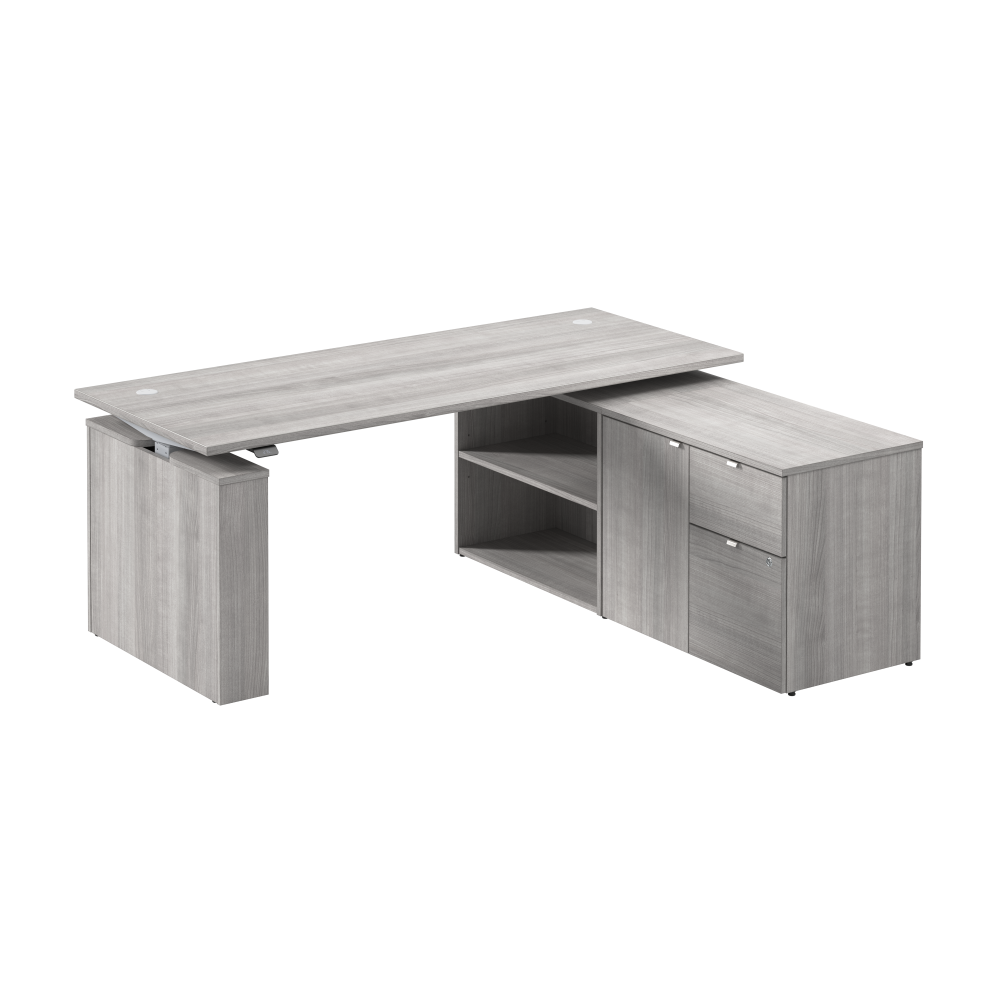 Shop Bush Business Furniture Stratus 72W x 30D Electric Height Adjustable Standing Desk with Storage, Image 01, SUT020PG, #color_platinum gray