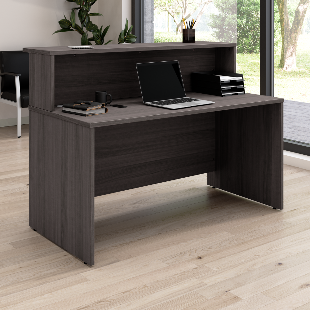 Shop Bush Business Furniture Arrive 60W x 30D Reception Desk with Shelf, Image 02, ARV001SG, #color_storm gray