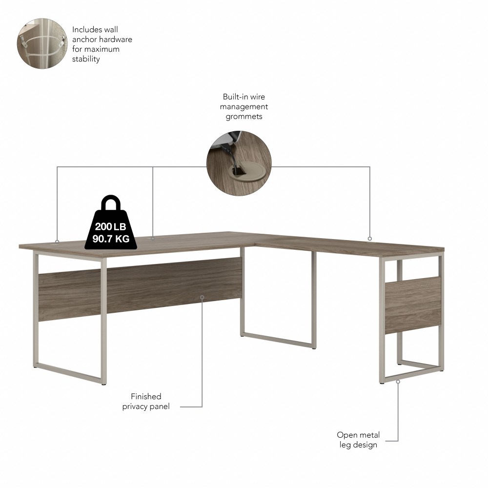 Shop Bush Business Furniture Hybrid 72W x 36D L Shaped Table Desk with Metal Legs, Image 05, HYB025MH, #color_modern hickory