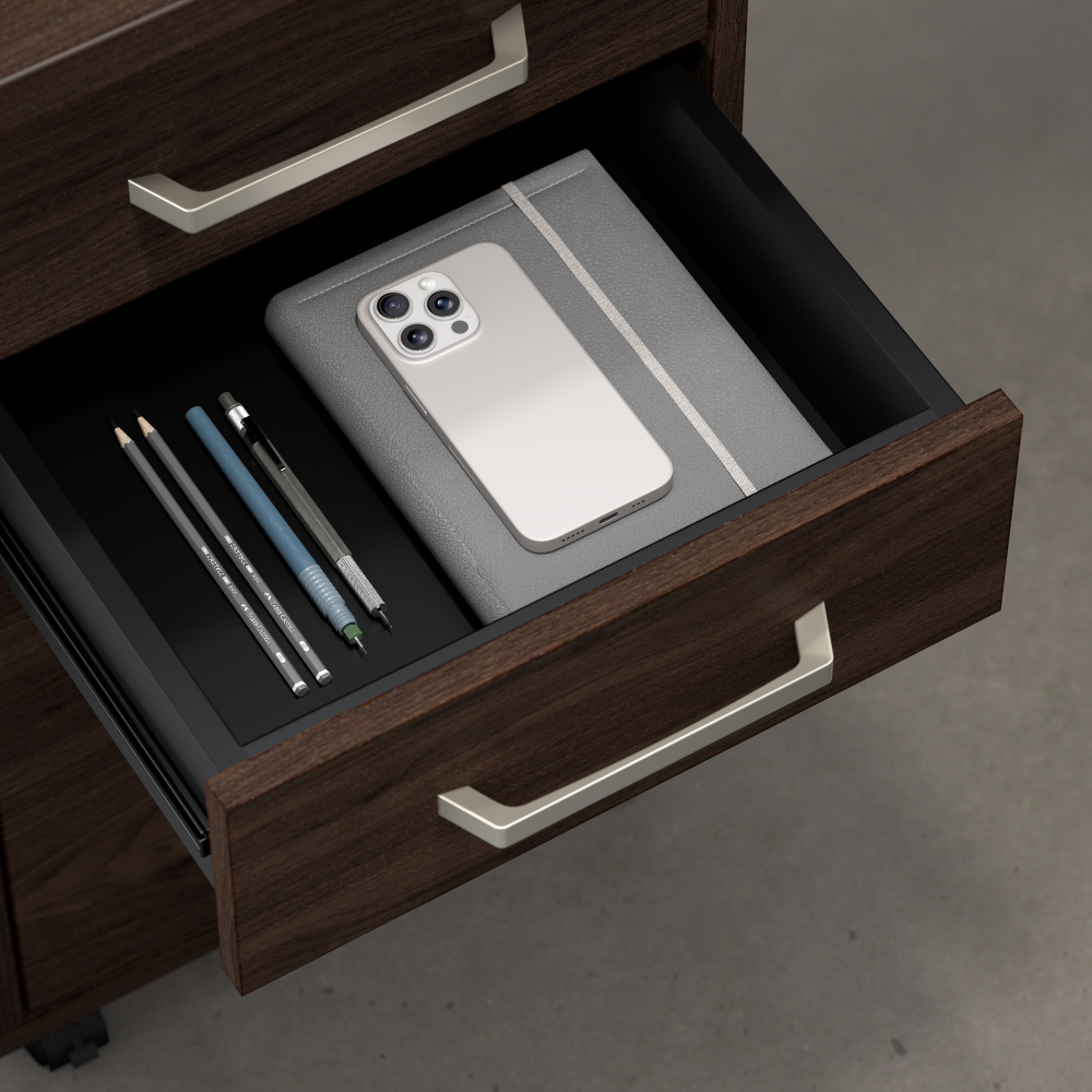 Shop Bush Business Furniture Vista 3 Drawer Mobile File Cabinet, Image 05, VSF116BWSU, #color_black walnut