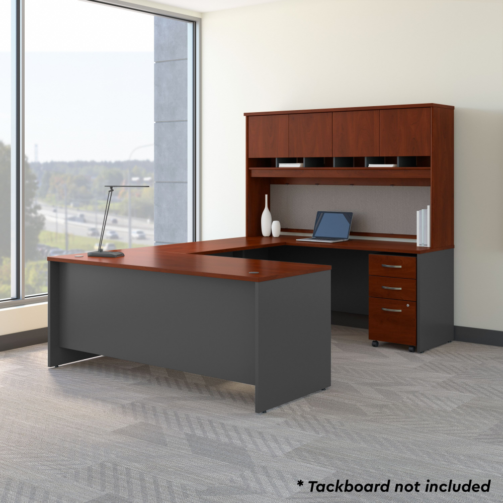 Shop Bush Business Furniture Series C 72W U Shaped Desk with Hutch and Storage, Image 02, SRC094HCSU, #color_hansen cherry/graphite gray