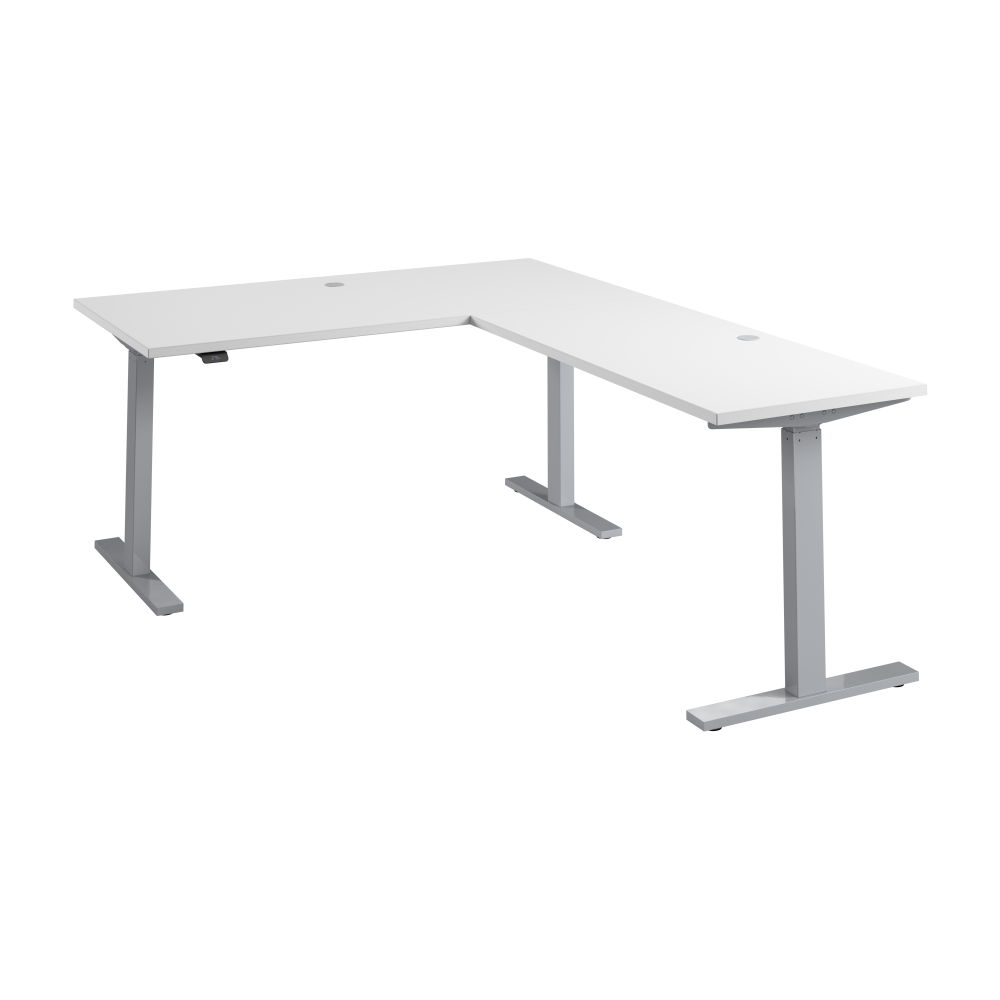 Shop Bush Business Furniture Move 60 Series 60W Height Adjustable L Shaped Standing Desk, Image 01, M6SL6078WHSK, #color_white/cool gray metallic